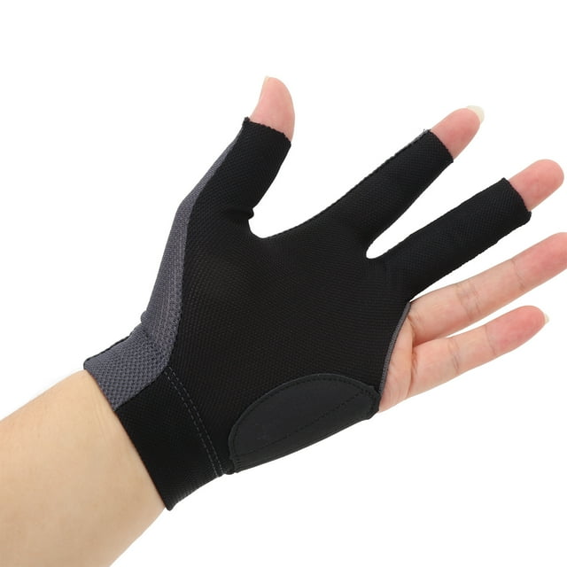 3 Finger Billiard Glove, Anti Slip Breathable Pool Glove with High Elasticity for Snooker Cue Sport, Hook and Loop Closure, Unique Palm Grid Design, Mesh Material
