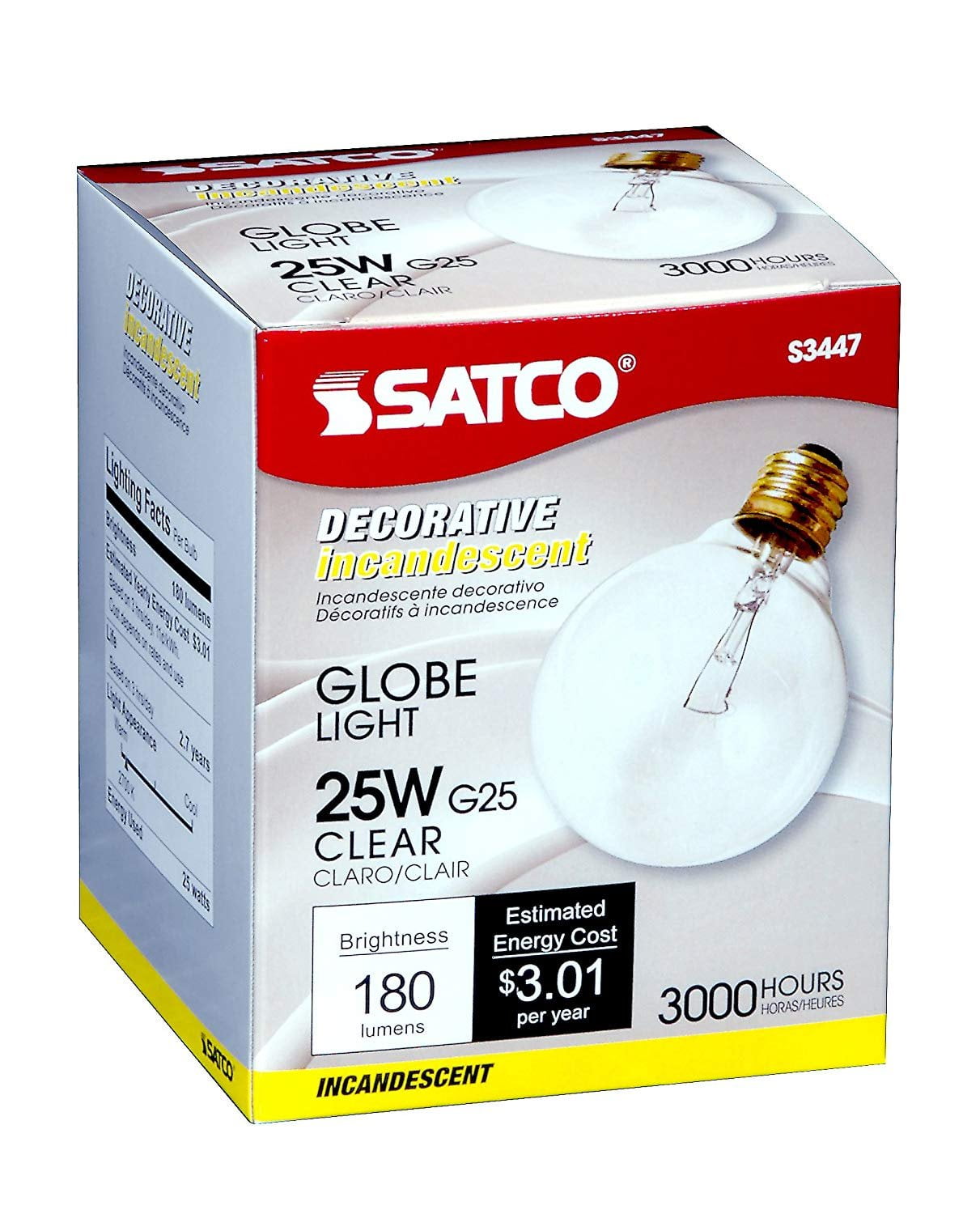 Satco Products S3447 120V 25G25 Medium Base Clear Light Bulb Satco Products S3447 120V 25G25 Medium Base Clear Light Bulb