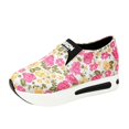 thumbnail image 3 of YOUYEDIAN Sneakers for Women Fashion Wedge Block Heel Floral Print Versatile Sneakers Casual Outdoor Non Slip Round Toe Shoes, 3 of 5