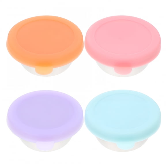 ACDANC 4pcs Stainless Ramekins With Lids Reusable Light Pink Sauce Cups For General Users