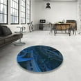 thumbnail image 3 of Ahgly Company Indoor Round Patterned Blue Eyes Blue Area Rugs, 5' Round, 3 of 6