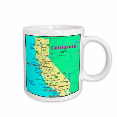 

3dRose Framed Colorful Map Of Calif Ceramic Mug 11-ounce