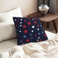 thumbnail image 6 of DouZhe Velvet Decorative Throw Pillow Covers Set of 2, Soft Square Cushion Cover with Invisible Zipper Red White Blue Stars Background Printing, 18"x18", 6 of 7