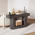thumbnail image 4 of 63-Inch Farmhouse Entryway Table with Charging Station & Storage - 2-Tier Narrow Console Table for Hallway, Living Room & Foyer, Grey, 4 of 7