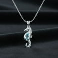 thumbnail image 3 of 10X7 mm Pear Blue Topaz 925 Sterling Silver Seahorse Fish Women Valentines Day Gifts Necklace, 3 of 5