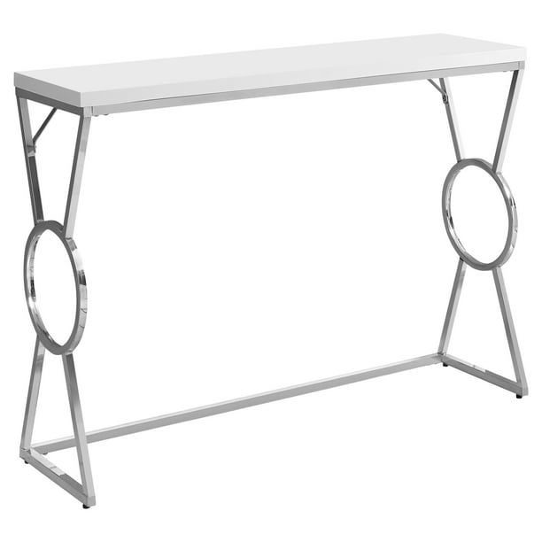 42.25" Glossy White Contemporary Rectangular Accent Table