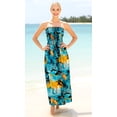 thumbnail image 4 of HAPPY BAY Women's Beach Summer Ruched Tube Top Maxi Evening Dress Strapless Dresses for Women One Size Teal, Palm Tree, 4 of 4