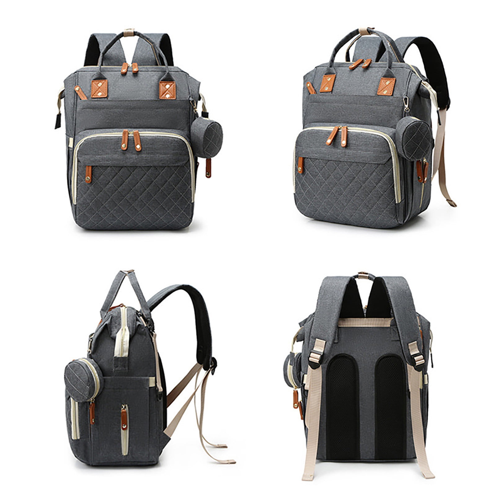 FastXmas Diaper Bag Backpack, Large Capacity Baby Nappy Bag with Stroller Buckle & Small Bag, Water Resistant Multi-Pocket Mommy Bag with USB Charging Port Muti-Function Travel Backpack for Mom & Dad