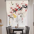 thumbnail image 3 of Red Spring Floral Tie Up Curtains for Windows, Adjustable Balloon Window Shades, Birds Branches Watercolor Flowers Rustic Kitchen Window Treatments Farmhouse Short Curtains with Rod Pocket 42"x45", 3 of 8