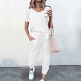 thumbnail image 2 of BLVB Women's Two Piece Outfits Short Sleeve Tops T Shirts and Long Pants Tracksuit Pajama Lounge Jogger Sets with Pockets, 2 of 5