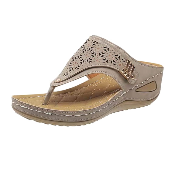 Orthopedic Sandals for Women,Summer Slip On Beach Sandals Dressy Arch Support Wedge Sandal Vintage Wide Width Flip Flops Casual Slipper