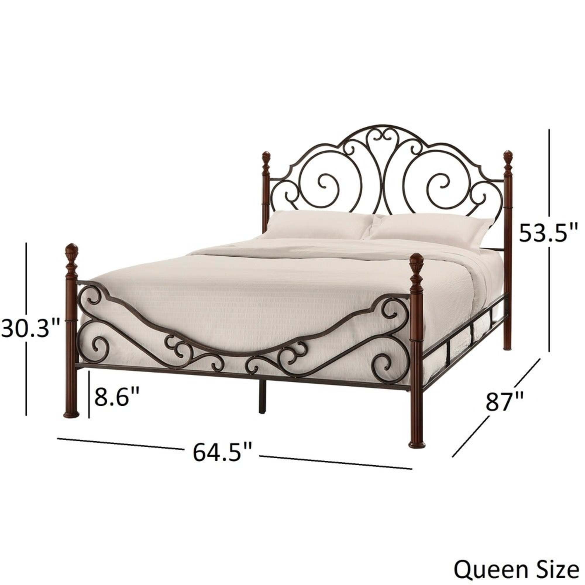 Leann graceful scroll 2024 bronze iron bed