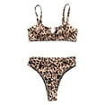 thumbnail image 2 of Conjunto de bikini para mujer con parte superior de tiras y parte inferior de corte alto, traje de baño para mujer Leopardo, 2 of 9