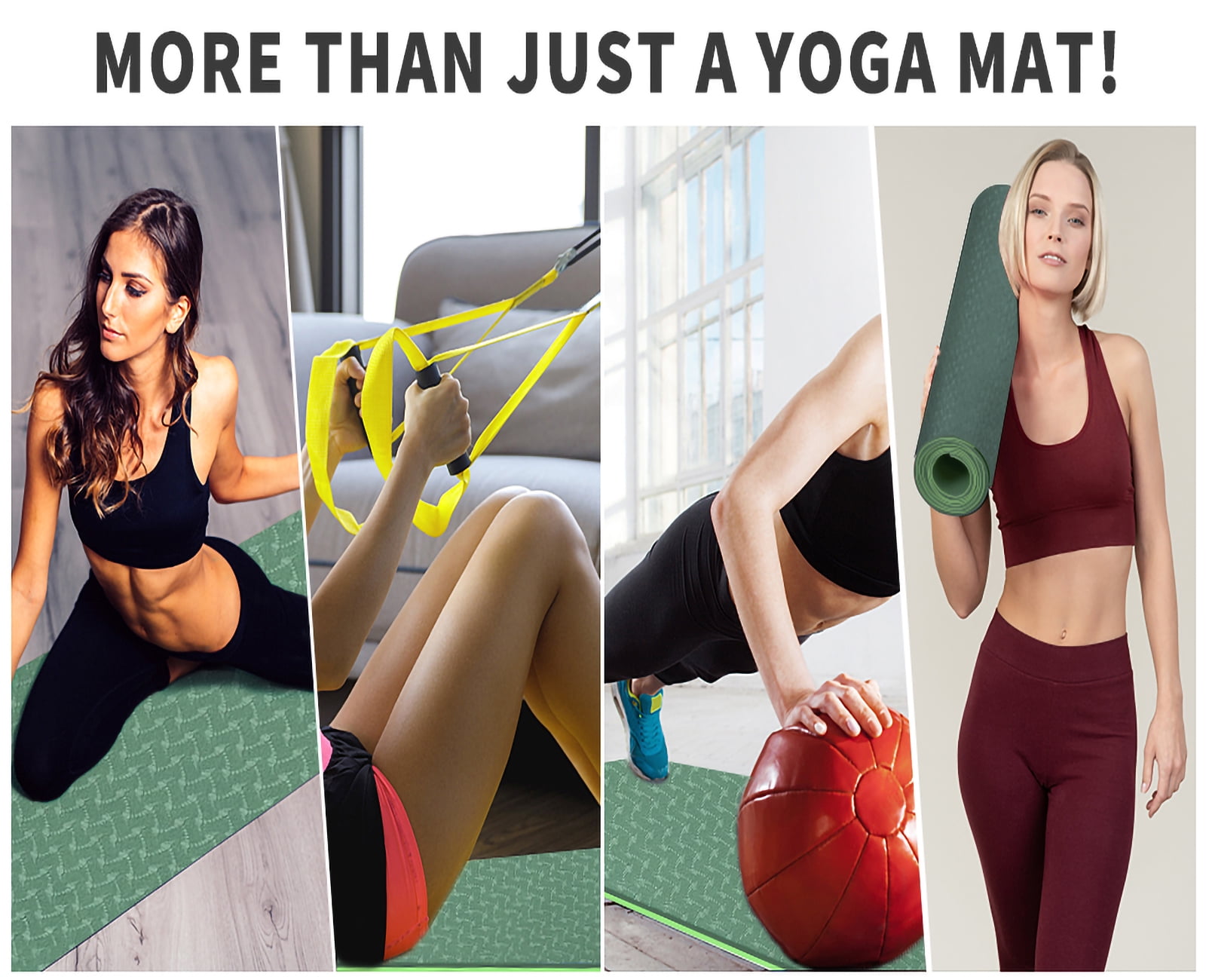 COCOBELA  Yoga Mat 72 x 24'' Exercise Mats 8mm TPE Non-Slip Extra Thick High-Density Eco Friendly for Yoga Workout Pilates Yoga Mats for Women Men