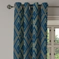 thumbnail image 3 of Ambesonne Contemporary Grommet Curtain, Zigzag Abstract Modern, 50"x60", Dark Sky Blue and Mustard, 3 of 5