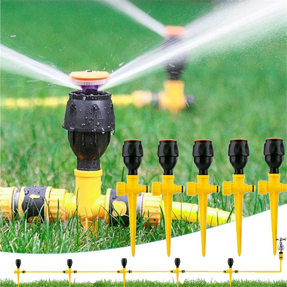 Automatic 360 Degree Rotation Lawn Sprinklers for Yard, Large Area Coverage, Lawn & Garden Essential (5PC)