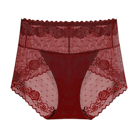 Ntpkop Women Panties High Waisted Lace Underwear Sexy Breathable Full Coverage Ladies Briefs nderwear Lace Panties Physiological Underwear