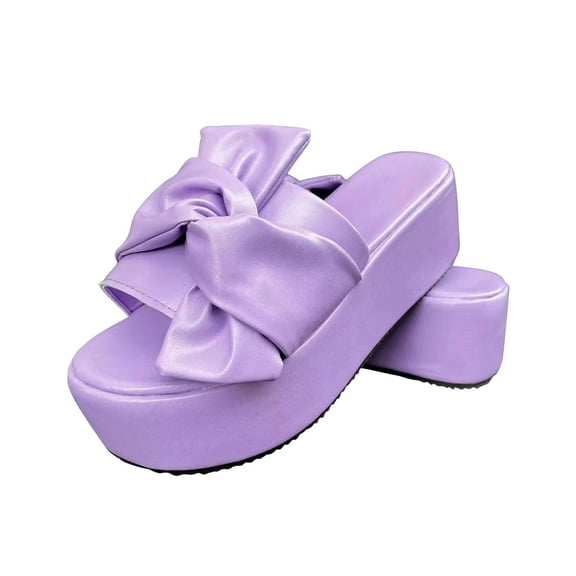 Holiday Savings Deals! Kukoosong Platform Sandals Summer Slippers Thick Soled Sandals Casual Women Bow Shoes Slippers Sandals Women Purple 43