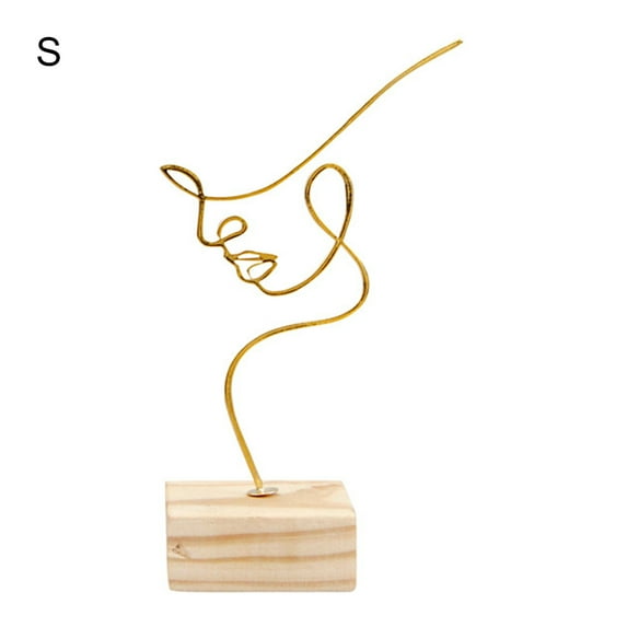 Yoone Metal Artistic Decoration Exquisite Sleek Lightweight Stable Wooden Base Nordic Abstract Sculpture for Home