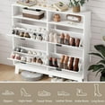thumbnail image 3 of FANRAL Shoe Cabinet Entryway with 4 Flip Drawers & Top Cubby,Narrow Shoe Storage Hidden Shoe Rack,Fluted Wood Shoe Organizer,White Shoe Cabinet, 3 of 7