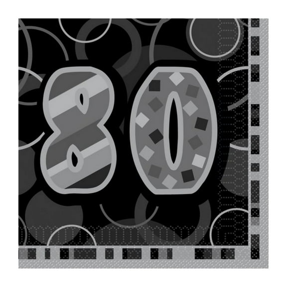 Unique Party Black Glitz 80th Birthday Party Napkins