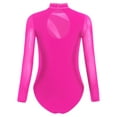 thumbnail image 4 of TTAO Kids Girls Mesh Long Sleeve Gymnastics Figure Skating Leotard Sparkly Rhinestone Ballet Dance Unitards Hot Pink 6, 4 of 5