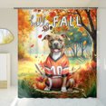 thumbnail image 3 of Hello Fall Pitbull Football Welcome Autumn with Leaves Pumpkins Shower Curtain Terrier Dog Lover Waterproof Bathroom Bathtub Curtain - 00012, 3 of 5
