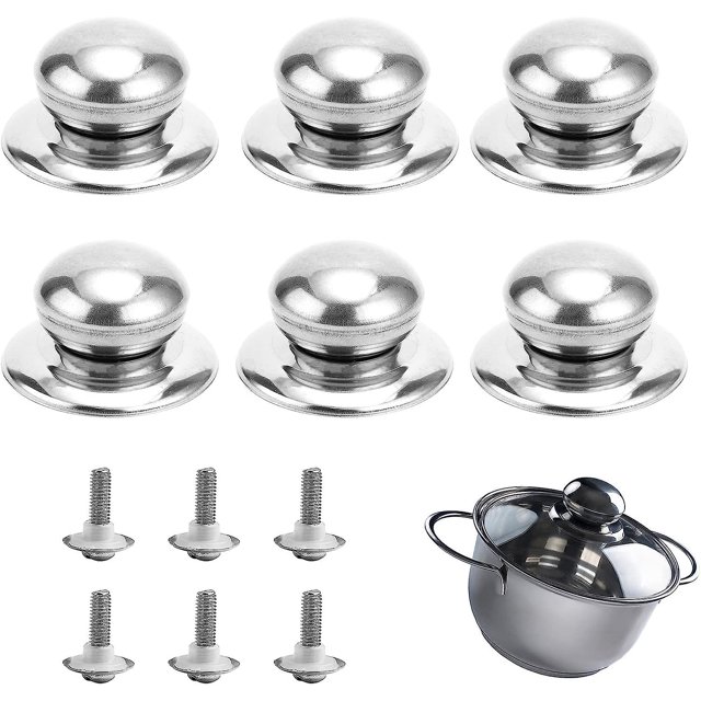 Mango de tapa de olla de acero inoxidable de 6 piezas, perillas de repuesto universales, perillas de tapa, perillas de reemplazo de utensilios de cocina, para la mayoría de los reemplazos de tapas de ollas Rojo Verde Cocina, Decoración y Otros