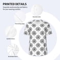 thumbnail image 3 of Rateoe Retro Compass Pattern Men’s Baseball Short Sleeve Polo Shirt, Midweight Men's Shirt Golf Shirt Polo Shirts Quick Dry Short-XX-Large, 3 of 7