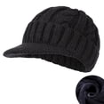 thumbnail image 2 of NMMUED Winter Visor Beanie Hat for Men Women Warm Ribbed Knit Cuffed Brimmed Cap Black 2 One Size, 2 of 7