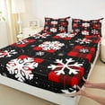 thumbnail image 3 of Feelyou Snowflake Twin Sheet Sets for Teens, Black Red Plaid Twin Fitted Sheet, Merry Christmas Flat Sheet, Breathable Home Decor,3-Piece, 3 of 7