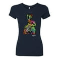 thumbnail image 2 of Wild Bobby, Colorful Rainbow Rabbit Animal Lover Womens Slim Fit Junior Tee, Navy, Large, 2 of 3