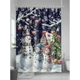 thumbnail image 5 of Blue Christmas Shower Curtain Set, Waterproof Shower Curtains for Bathroom, Xmas Winter Snowman Snowflakes Trees Washable Fabric Cloth Bath Curtain for Bathtub Decoration with Hooks 48x72 Inches, 5 of 6