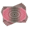 thumbnail image 1 of Ambesonne Mandala Place Mats Set of 4, Retro Bohemian Ombre, Standard Size, Hot Pink and Brown, 1 of 6