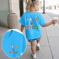 thumbnail image 2 of kpoplk Graphic Tees for Girls Kids Summer Tops Crewneck Short Sleeve T Shirt 5-14 Years(Sky Blue,3-4 Y), 2 of 6