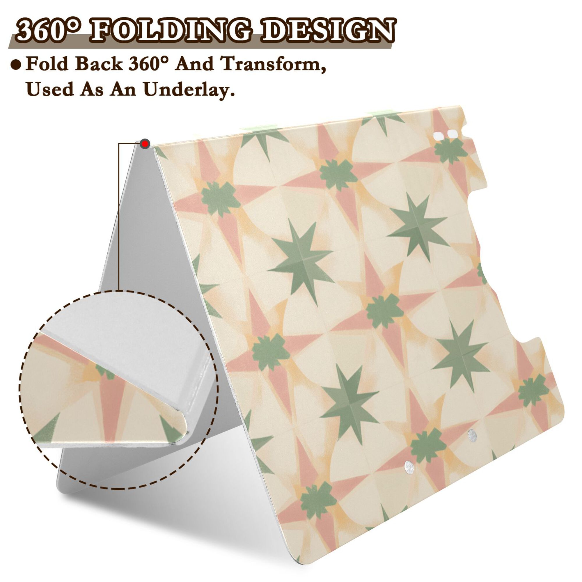 FORMRS A4 Clipboard Folder with Pen Holder Horizontal Foldable School Office Binder, Pastel Beige Geometric