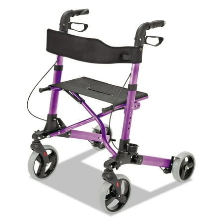 Gel Rollator Handle Covers - HealthSmart Rollator Walker with Seat and Backrest, Adjustable Handle Height, Removable Storage Bag and a Durable Lightweight Frame That Easily Folds While Supporting up to 300 pounds, Purple