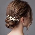 thumbnail image 3 of Nvzi Horquillas para el pelo de boda con flores para novias, peinetas con perlas de cristal, pinzas para el pelo, tocado, accesorios para el pelo de boda dorados, joyas - doradas, 3 of 4