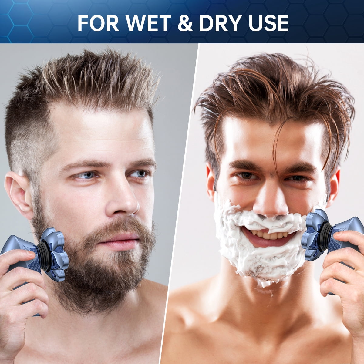 8D Head Shaver for Men, 5 in 1 Electric Bald Head Shaver Cordless Razor IPX7 Waterproof Beard Trimmer USB Rechargeable Hair Clipper Grooming Kit W/ LED Display for Daddy Boyfriend Brother Wet/Dry Use