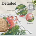 thumbnail image 3 of Flamingo Throw Pillow Covers, Summer Botanical Flowers Tropical Leaves Plaid Soft Breathable Pillow Cases with Invisible Zipper for Sleeping, Small Pillowcases for Couch Bed Sofa Chair 16x24 Inches, 3 of 9