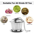 thumbnail image 5 of Wishstream Tea Ball Infuser, 2 Packs Stainless Steel Tea Strainer with Spoon and Drip Trays, Extra Fine Mesh Tea Filter with Extented Chain Hook for Loose Leaf Tea, 5 of 5