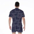 thumbnail image 2 of Blue Floral Patchwork Pattern Short Sleeve Men'S Rompers Casual Summer Jumpsuits Outfit, 2 of 4
