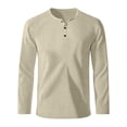thumbnail image 1 of pstuiky camisa de manga larga para hombre, Camisa informal de color liso con botones y cuello redondo y manga larga para hombre Tops de talla grande para hombre m, 1 of 6