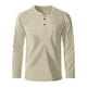thumbnail image 1 of Blusas y camisas de manga larga con cuello redondo para hombre, color liso, informales, a la moda, con botones, cuello redondo, manga larga, blusa de poliéster para hombre, 1 of 6