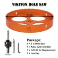 thumbnail image 4 of UniMall 9 Inch Hole Saw with Arbor for Metal Wood Plastic, 9 in Bi-Metal Hole Cutter for Different Project with Smooth and Flat Drilling Edge, Fast Chip Removal, Lighter and Portable, 4 of 12