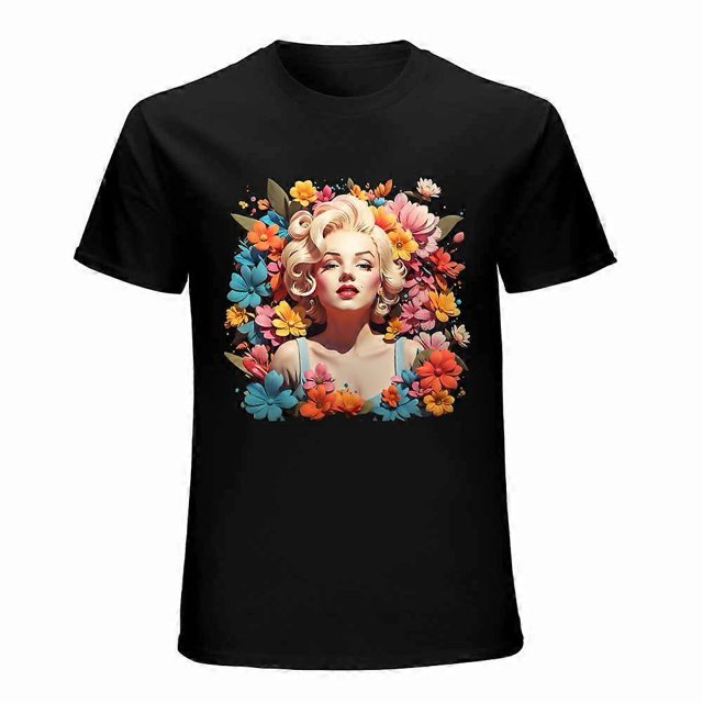 Marilyn Monroe Retro Floral Graphic Tee Shirt Marilyn Monroe Fans Aesthetic Art of Portraits Unisex Shirt