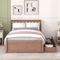 thumbnail image 2 of Modern Design Twin Size Platform Bed with 2 Drawers for Walnut Color, 2 of 9