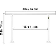 VEVOR Outdoor Stair Railing Kit, 5 ft Handrails 0-5 Steps, Adjustable Angle White Aluminum Stair Hand rail for The Elderly, Handrails For Outdoor Steps