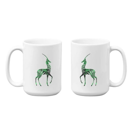 

Leaves Pattern Antelope on 15 oz White Ceramic Mug (Pattern4)