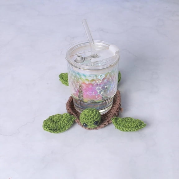 LYCAQL Crochet Tortoise Coasters for Drinks, Funny Handmade Woven Coaster Set, Cute Turtle Shaped Mug Cup Mat Table Desk Decoration Housewarming Gift